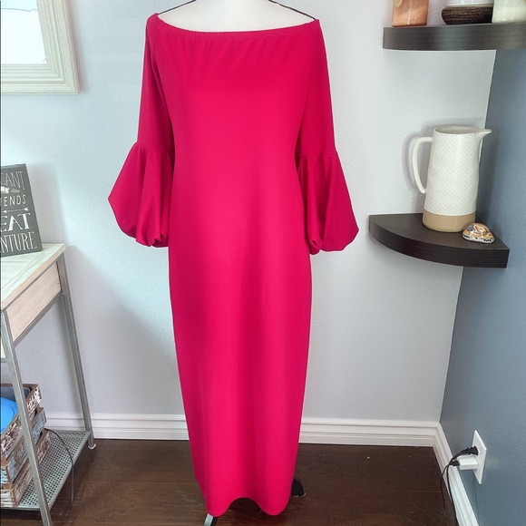 SHEIN Dresses & Skirts - 45. SHEIN red ruffle sleeves long dress